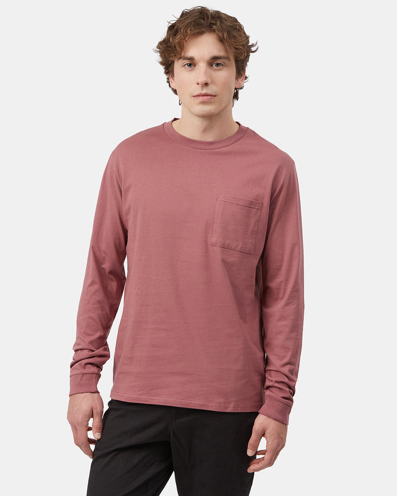 Red Men's Organic Cotton Pocket Long Sleeve Top