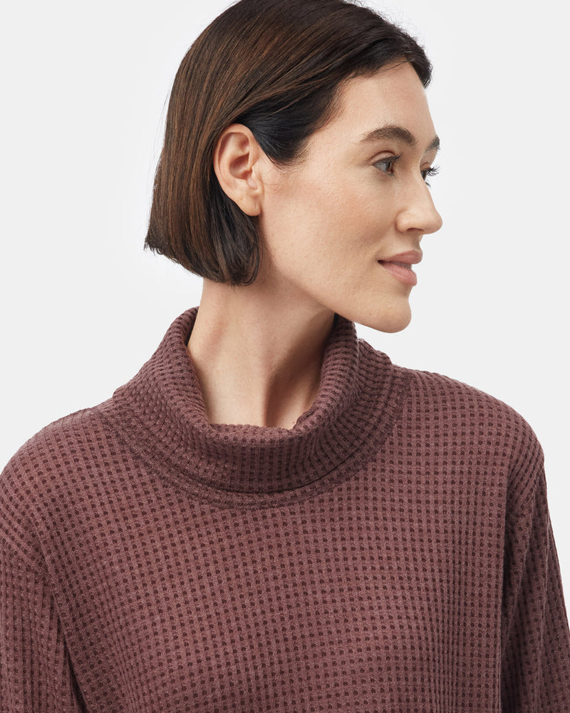 Red Women's Loose-Fit Cowl Neck Top