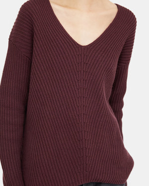 Red Women's Organic Cotton V-Neck Jumper