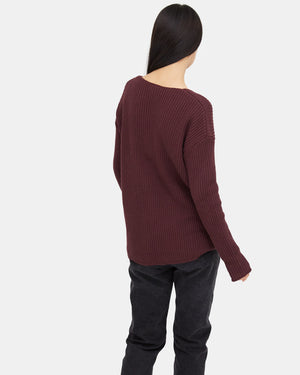 Red Women's Organic Cotton V-Neck Jumper