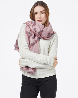 Gray,Pink Organic Cotton Pattern Blanket Scarf