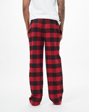 Black,Red Men's Plaid Pajama Pants