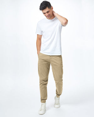 Beige Men's Organic Cotton Twill Joggers