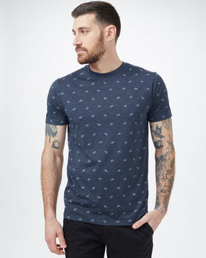 Blue Organic Cotton Crew Neck Tee