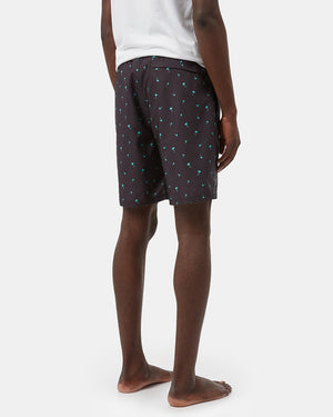 Black Men's Recycled Polyester Graphic Swim Shorts