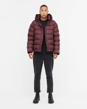 Red Water-Resistant Mid-Length Puffer Jacket