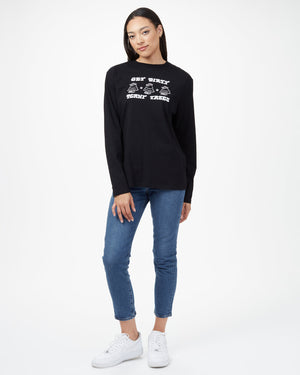 Black Organic Cotton Graphic Long Sleeve Top