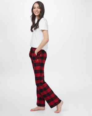 Black,Red Women's Plaid Pajama Pants