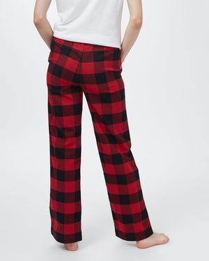 Black,Red Women's Plaid Pajama Pants