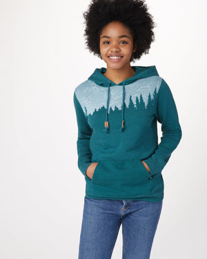 Blue,Green Tree Graphic Pullover Hoodie