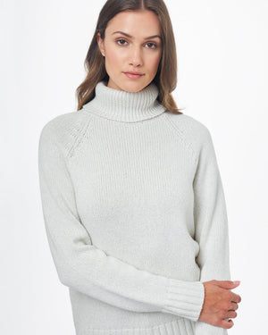 White Women's Ribbed Wool Turtleneck