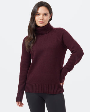 Red Women's Ribbed Wool Turtleneck