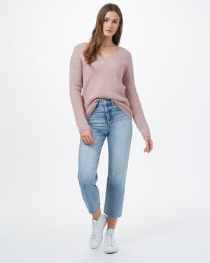 Pink Women's Organic Cotton V-Neck Jumper