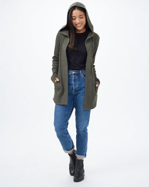 Green Women's Longsleeve Hooded Cardigan