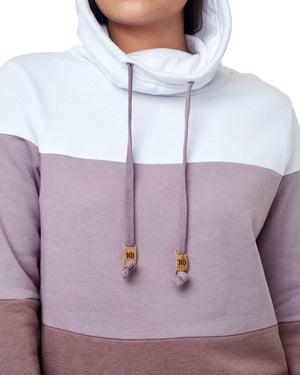 White,Purple Stripe Pullover Hoodie