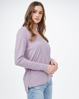 Purple Women's Recycled V-Neck Long Sleeve Top