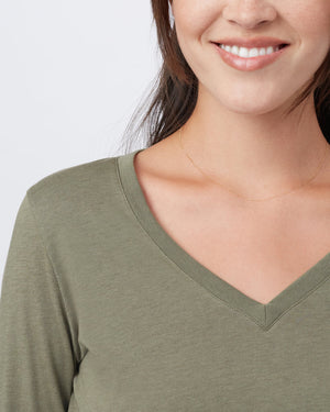 Green Women's Recycled V-Neck Long Sleeve Top