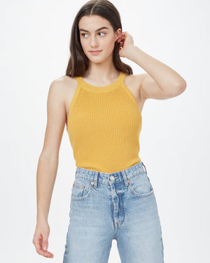 Yellow Women's Knit Halter Neck Top