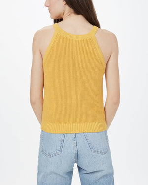 Yellow Women's Knit Halter Neck Top