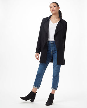 Black Women's Lightweight Mid Length Coat