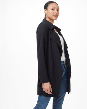 Black Women's Lightweight Mid Length Coat