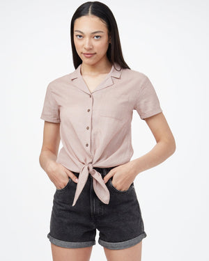 Pink Women's Tie Front Blouse Shirt