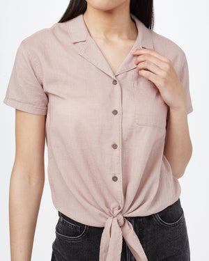 Pink Women's Tie Front Blouse Shirt