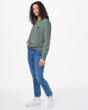 Green Women's Embroidered Crew Neck