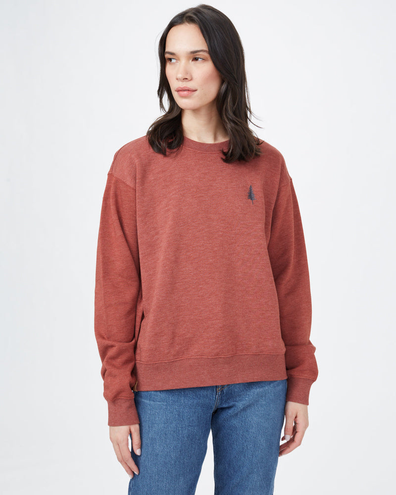 Red Women's Embroidered Crew Neck