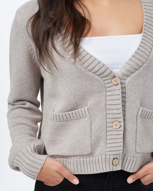 Brown Women's Knit Button Cardigan Sweater