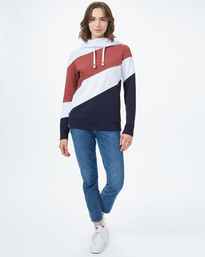 Blue,Red Organic Cotton Fleece Stripe Pullover