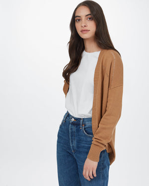 Brown Women's Organic Cotton Knit Cardigan