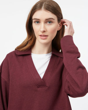 Purple Women's Oversized V Neck Collar Sweatshirt