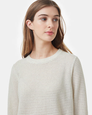 White Women's Organic Ribbed Sweater