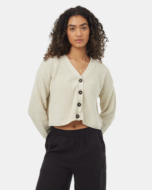 White-Womens-Knit-Button-Cardigan