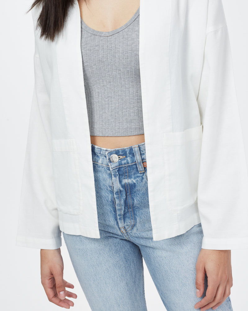 White Women's Organic Cotton Woven Cardigan