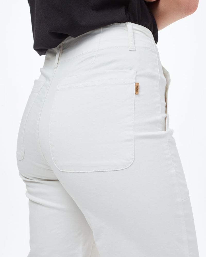 White Women's Twill Wide Leg Trousers