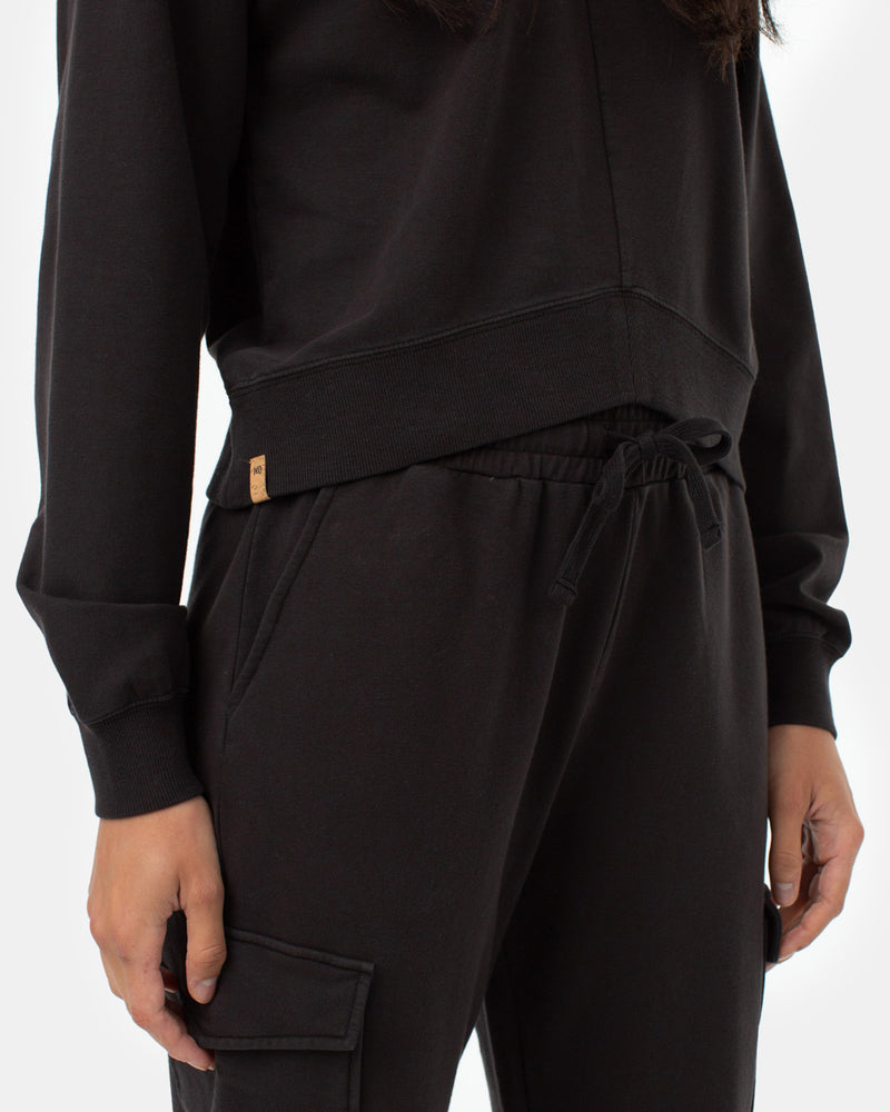 Black Womens Organic Cotton Crew neck Pullover Sweater