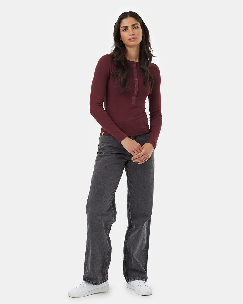 Engineered Rib Placket Womens Rib Snap Placket Henley | Organic Cotton