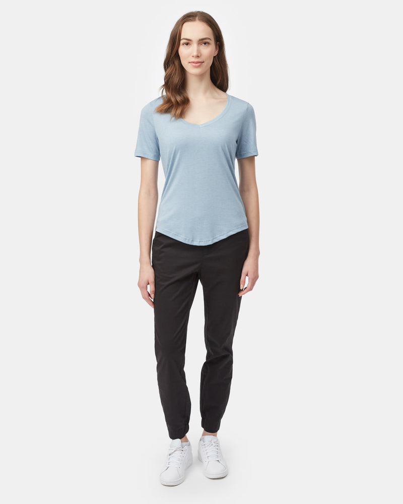 Womens V-Neck Short Sleeve T-Shirt_blue