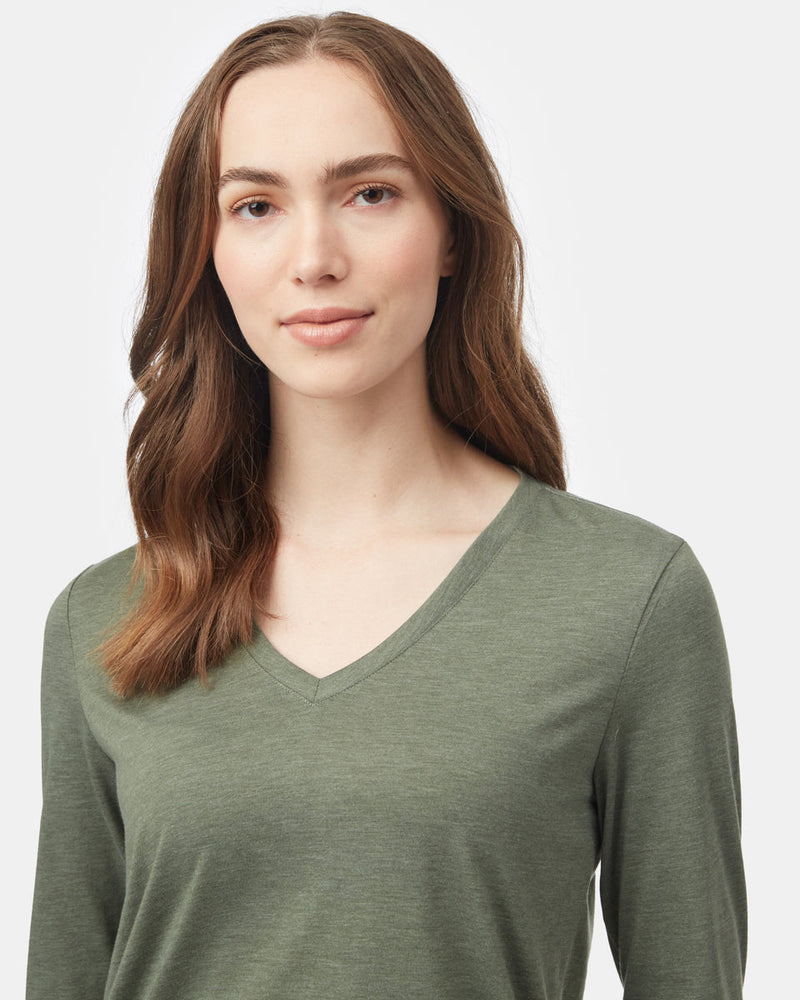 Women's Recycled V-Neck Long Sleeve Top