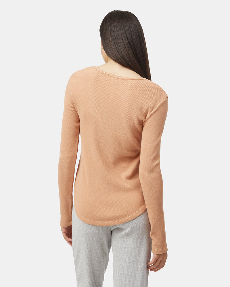Women's Waffle Knit Button Longsleeve Shirt