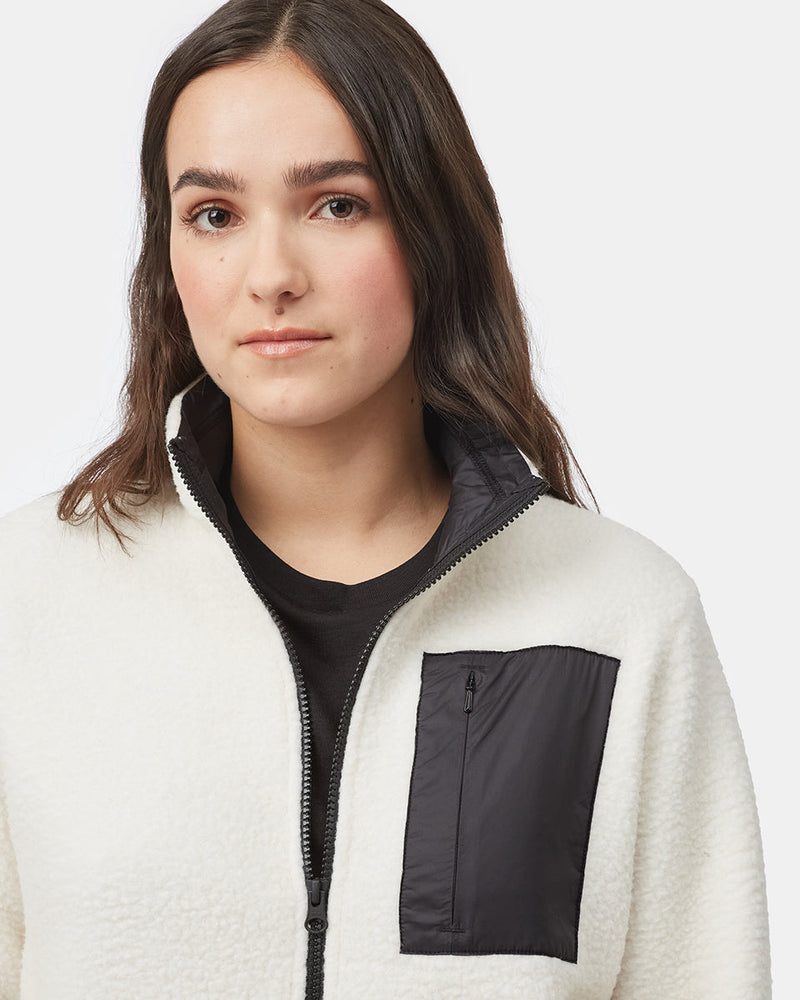 Women's Fleece Sherpa Zip Up_white